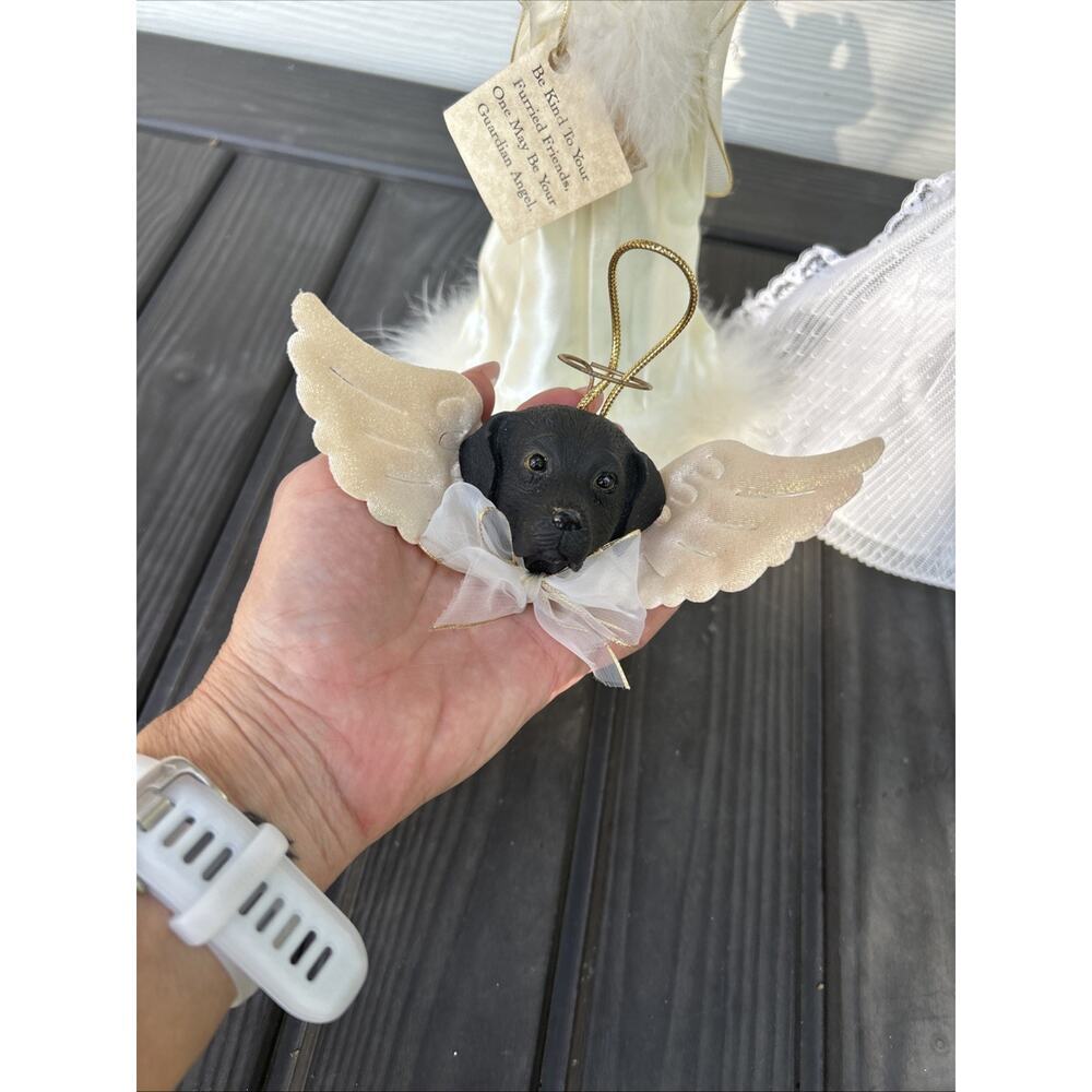 Two Sisters & Co Black Lab Dog Christmas Tree Topper Vintage Angel Ornament Lot - Picture 4 of 12